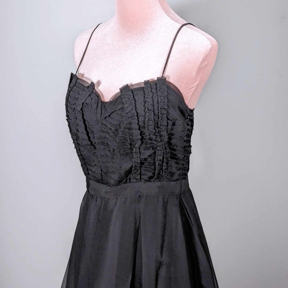 NWT Leon Max | Black Pleated Silk Sleeveless Dress - sz 8 - Picture 7 of 10
